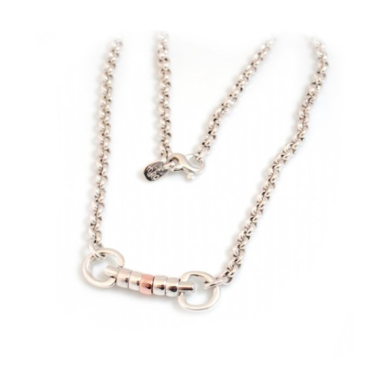 Exclusive Sterling Silver &amp; 9ct Gold Classic Cherry Roller Snaffle Fob Necklace