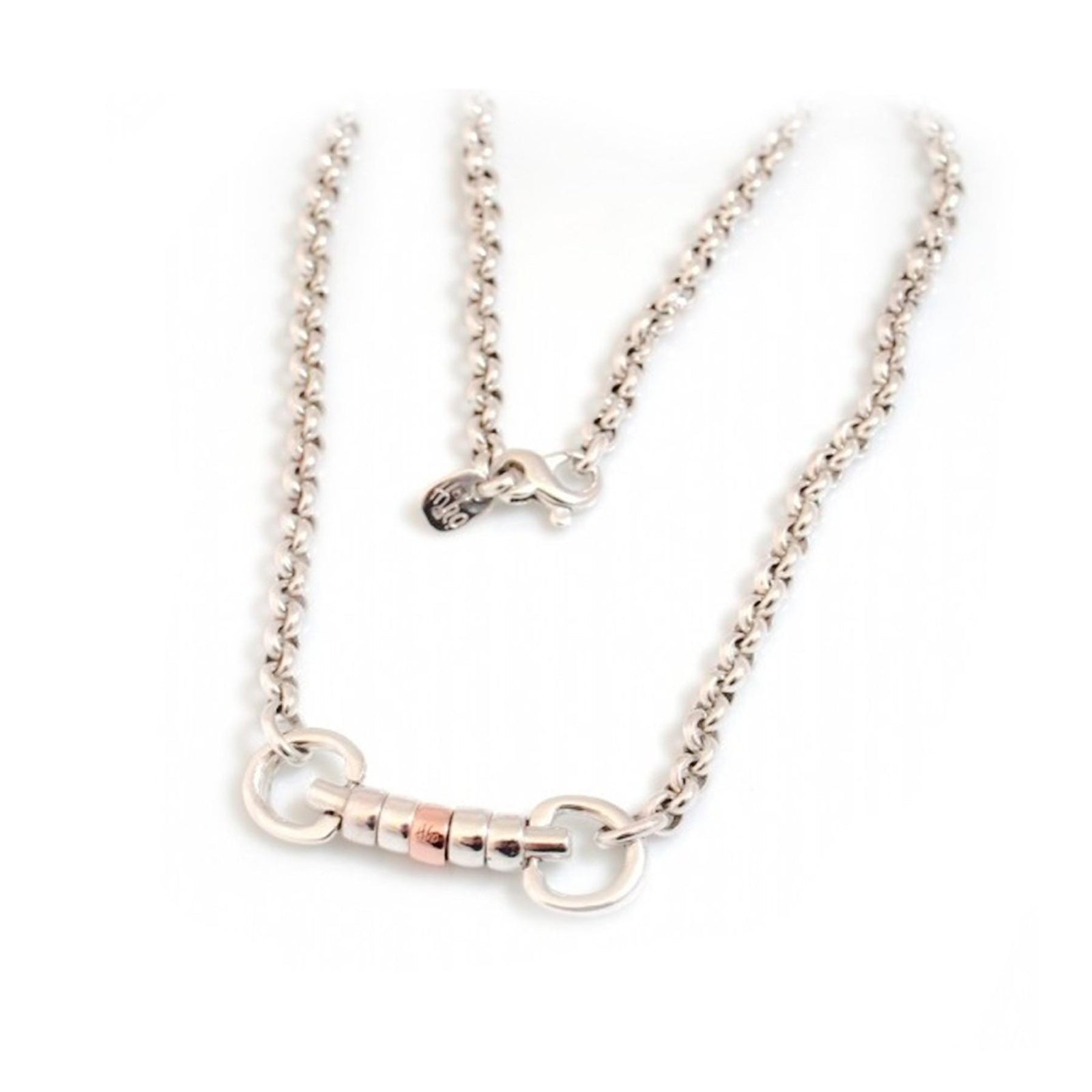 Exclusive Sterling Silver & 9ct Gold Classic Cherry Roller Snaffle Fob Necklace