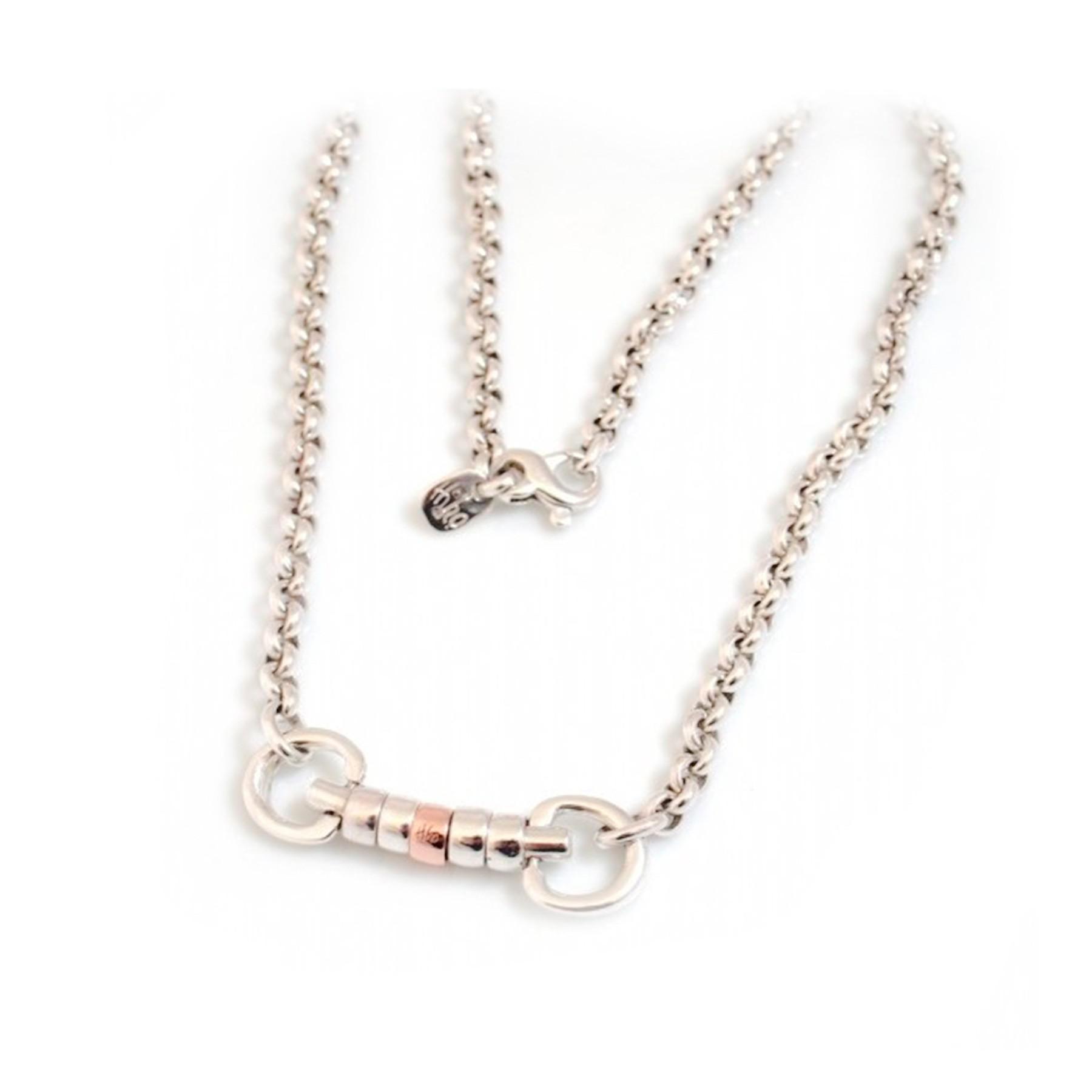 Exclusive Sterling Silver & 9ct Gold Classic Cherry Roller Snaffle Fob Necklace