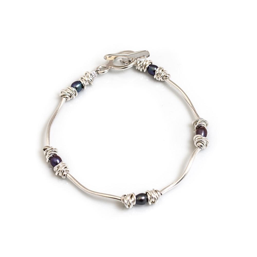 Sterling Silver Multi-link & Pearl Bracelet