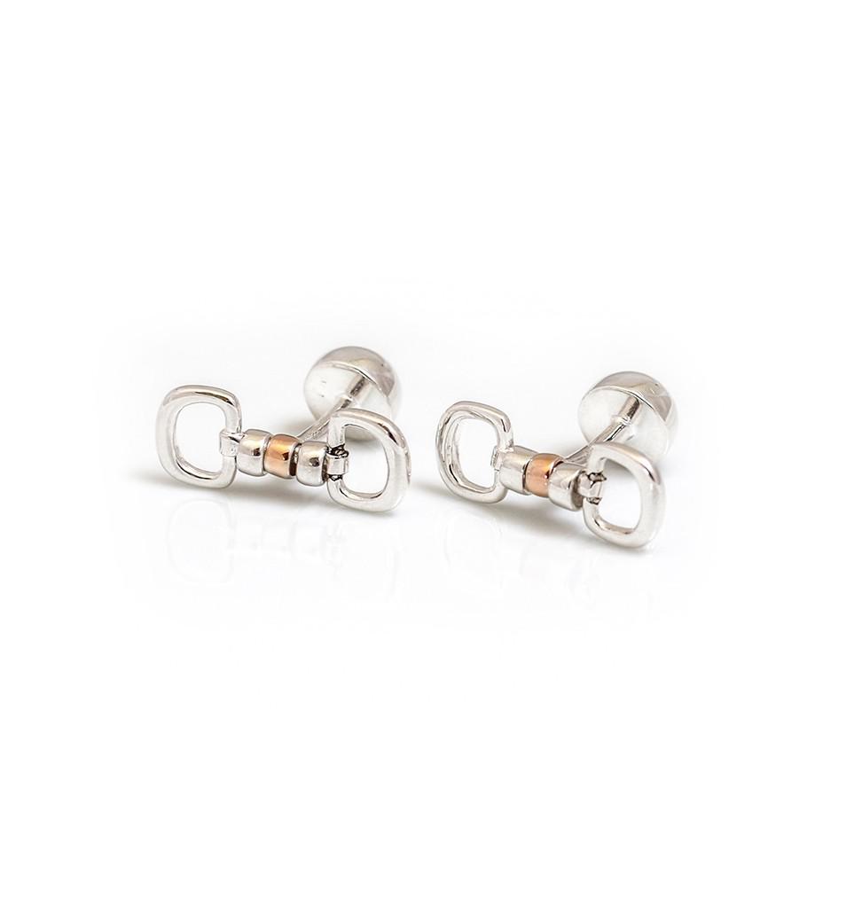 Exclusive Sterling Silver &amp; 18ct Rose Gold Plate Cherry Roller Cufflinks