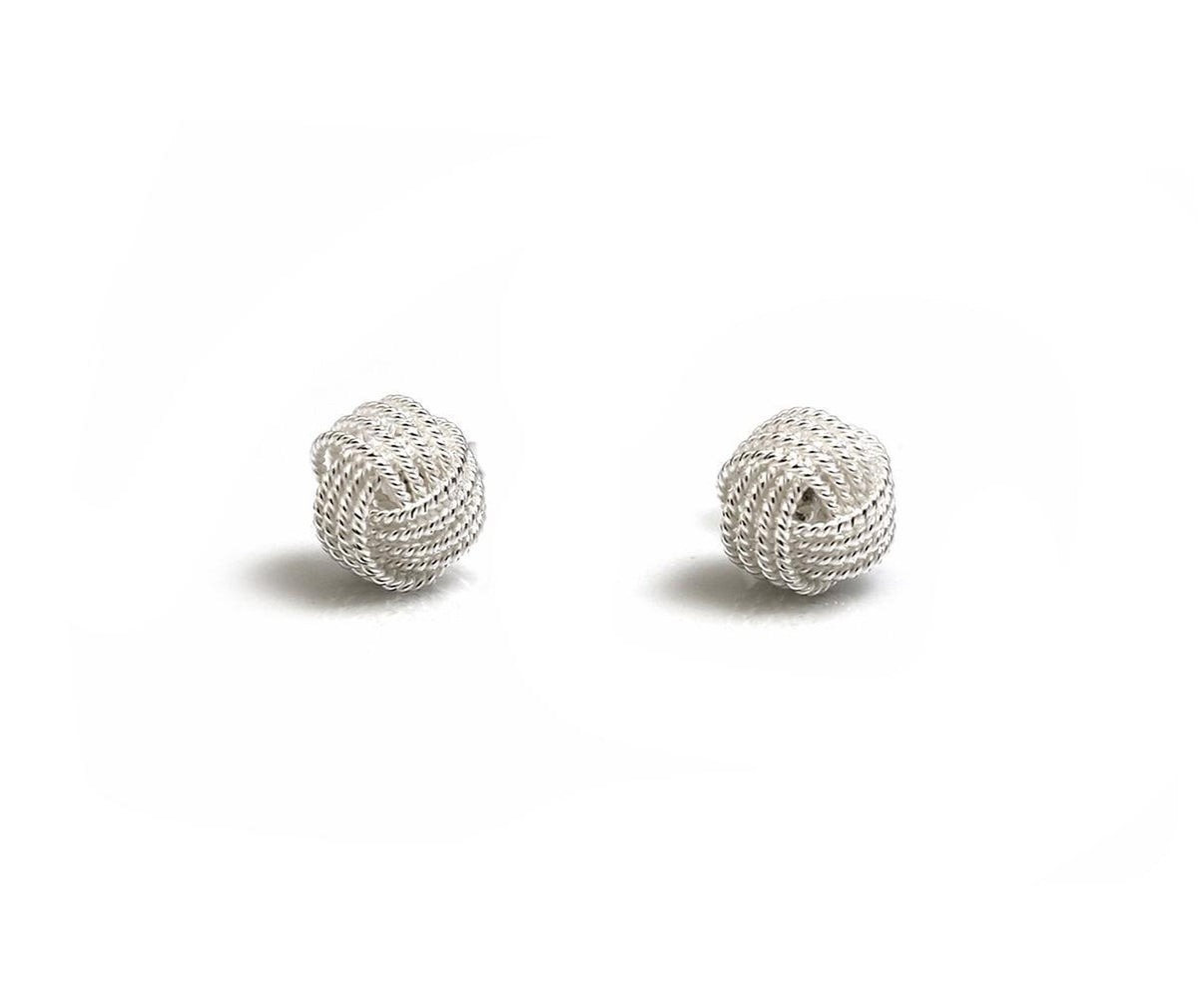 Sterling Silver Beaded Knot Stud Earrings