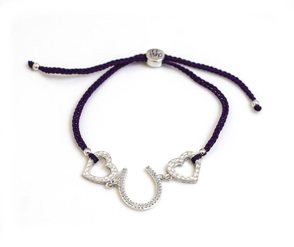 Exclusive Sterling Silver And CZ Hearts & Horseshoes Friendship Bracelet
