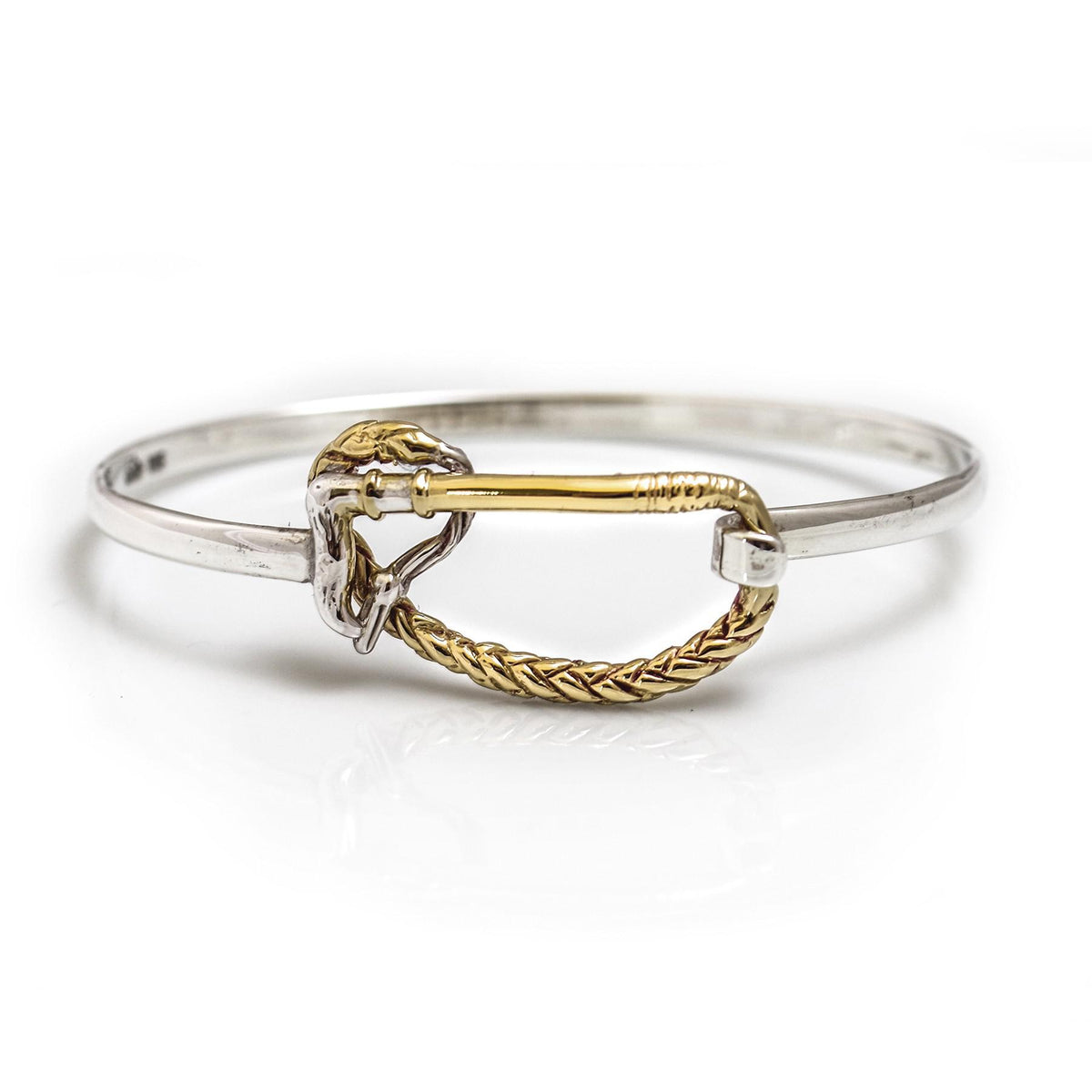 Exclusive Sterling Silver &amp; 18ct Yellow Gold Plate Whip Bangle