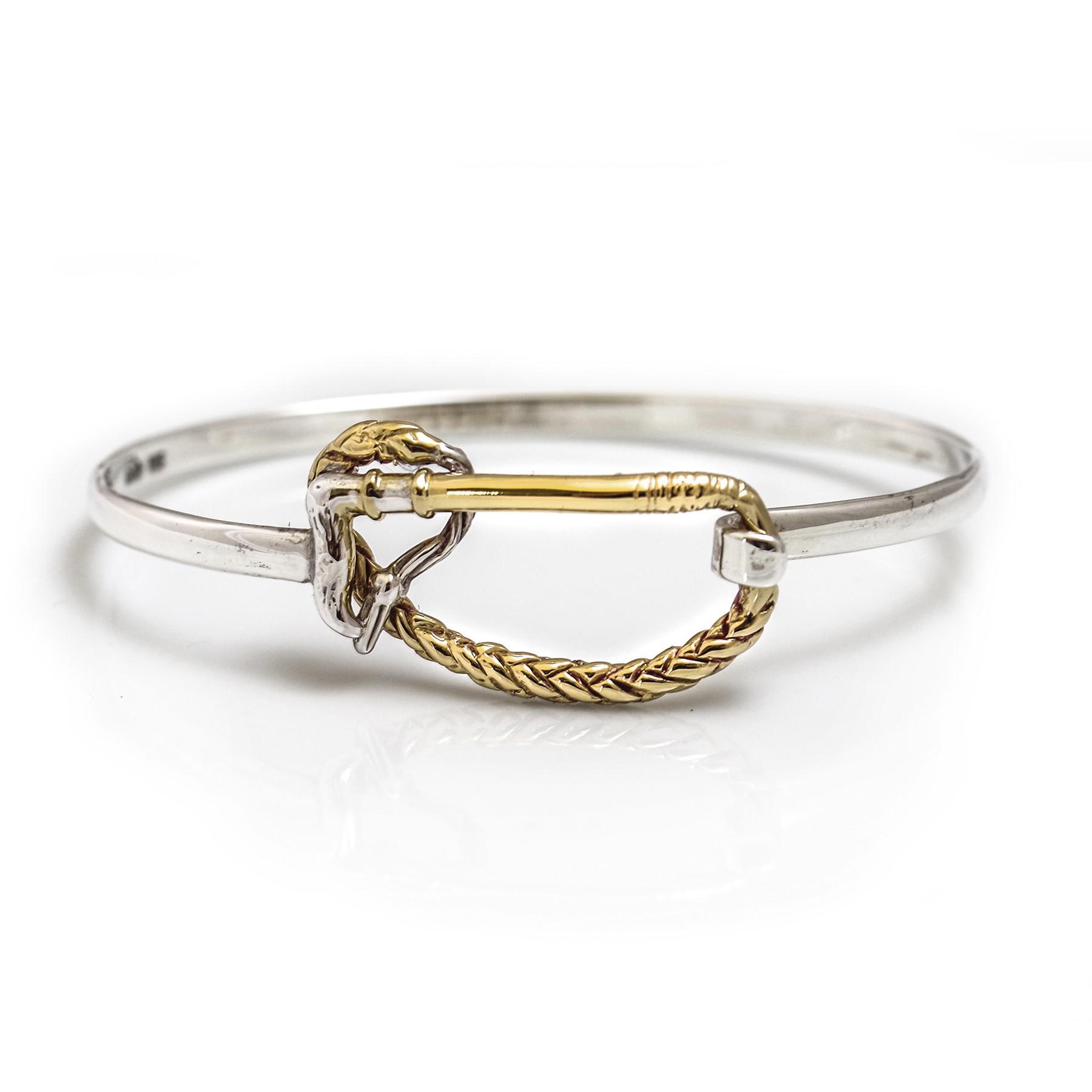 Exclusive Sterling Silver & 18ct Yellow Gold Plate Whip Bangle