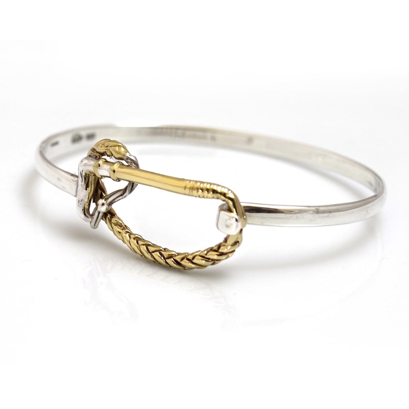 Exclusive Sterling Silver & 18ct Yellow Gold Plate Whip Bangle