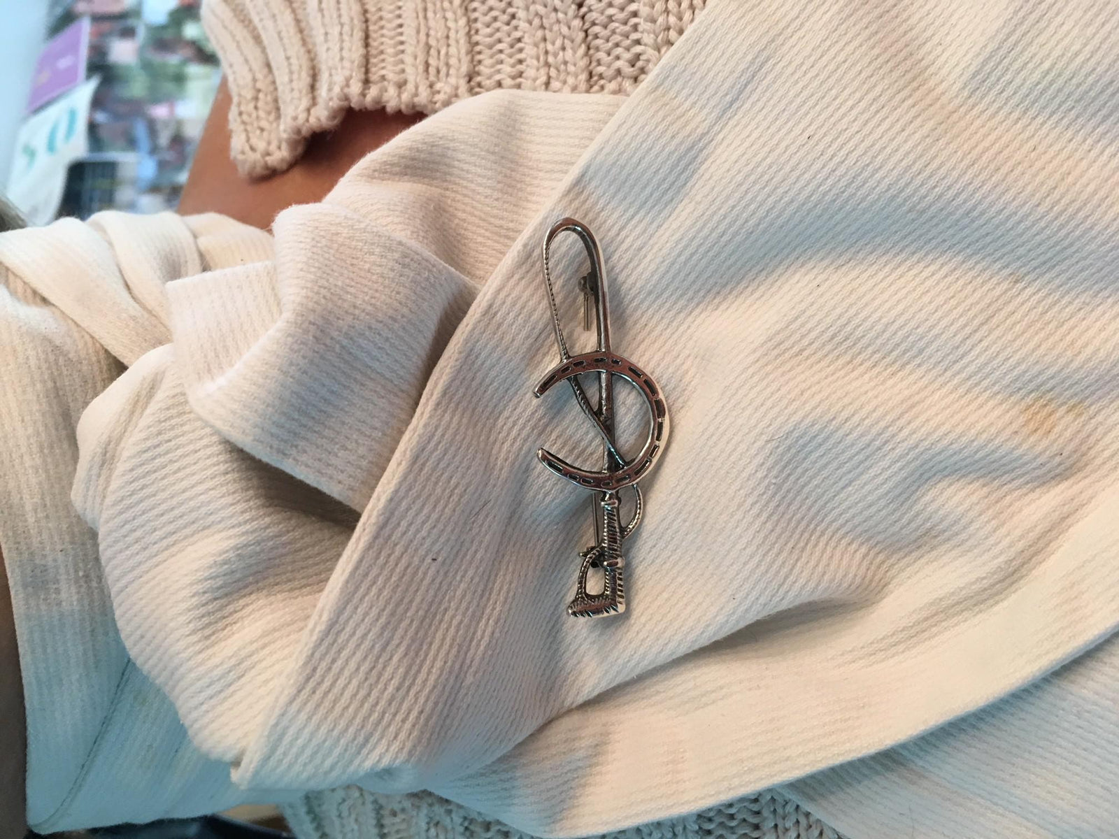 Sterling Silver Horseshoe & Crop Stock Pin