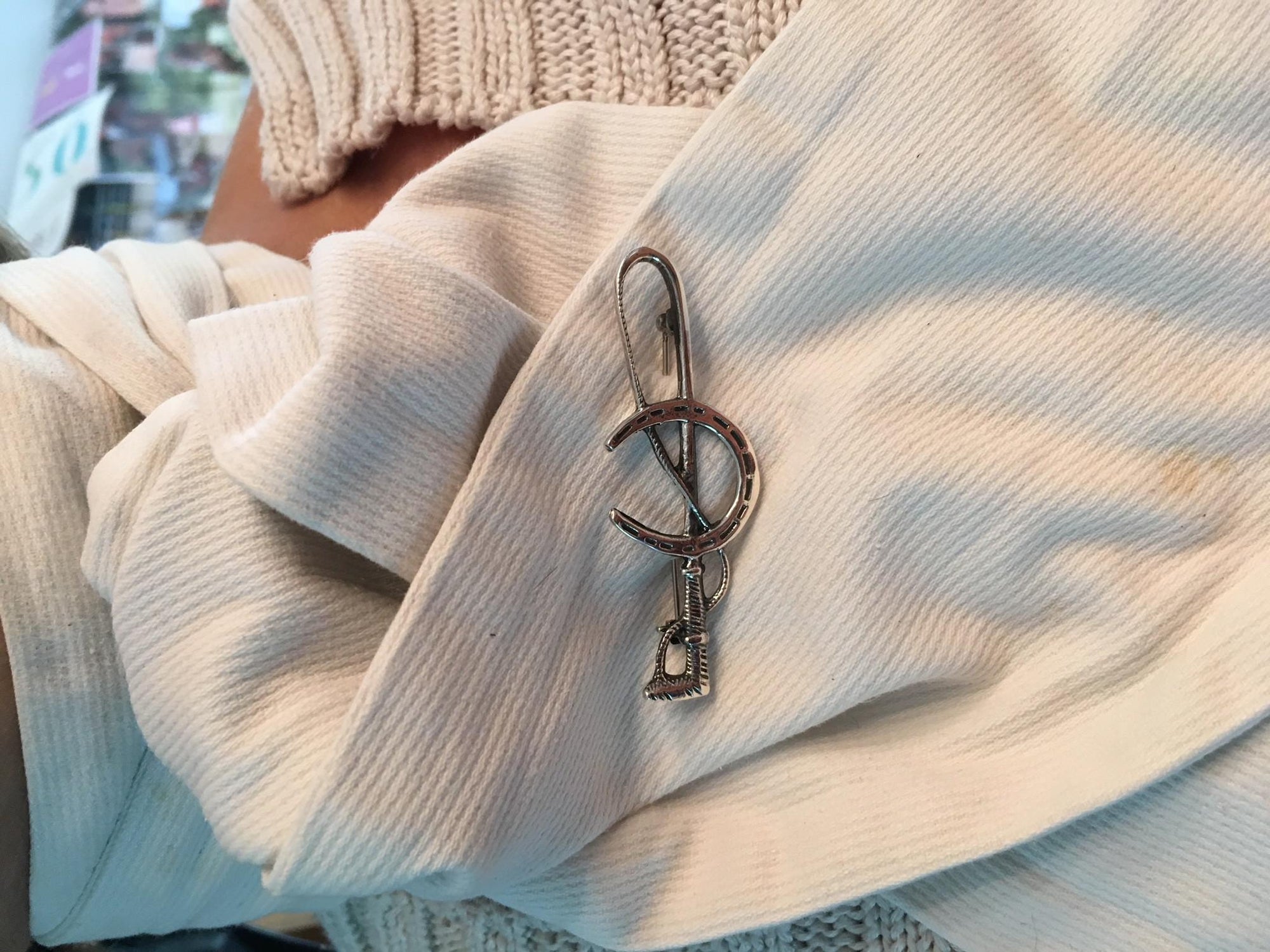 Sterling Silver Horseshoe & Crop Stock Pin