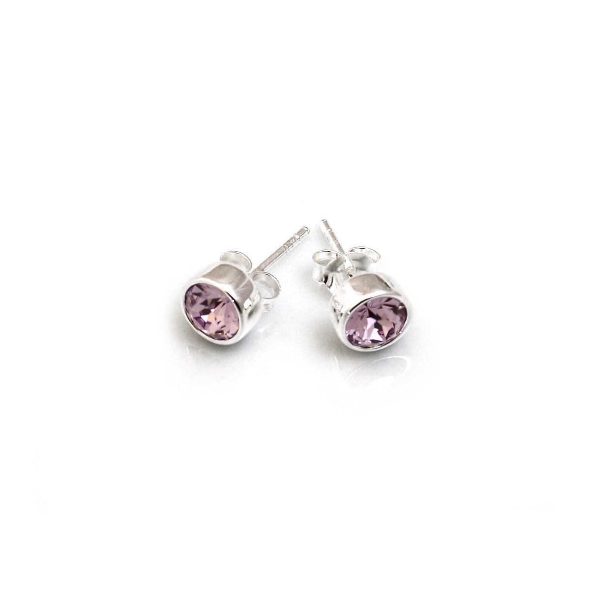June Birthstone - Sterling Silver & Light Amethyst CZ Stud Earrings