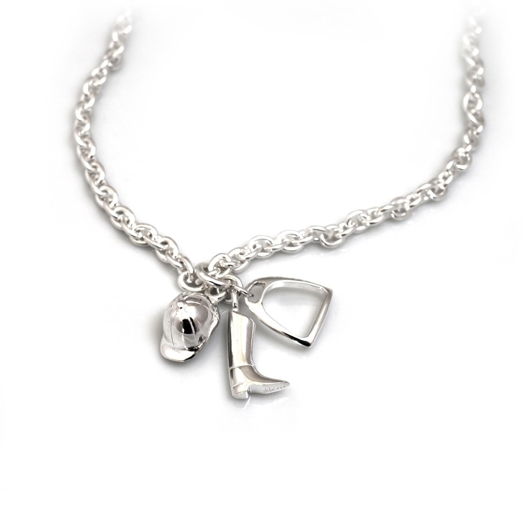 Sterling Silver Fob Necklace with Equestrian Charms