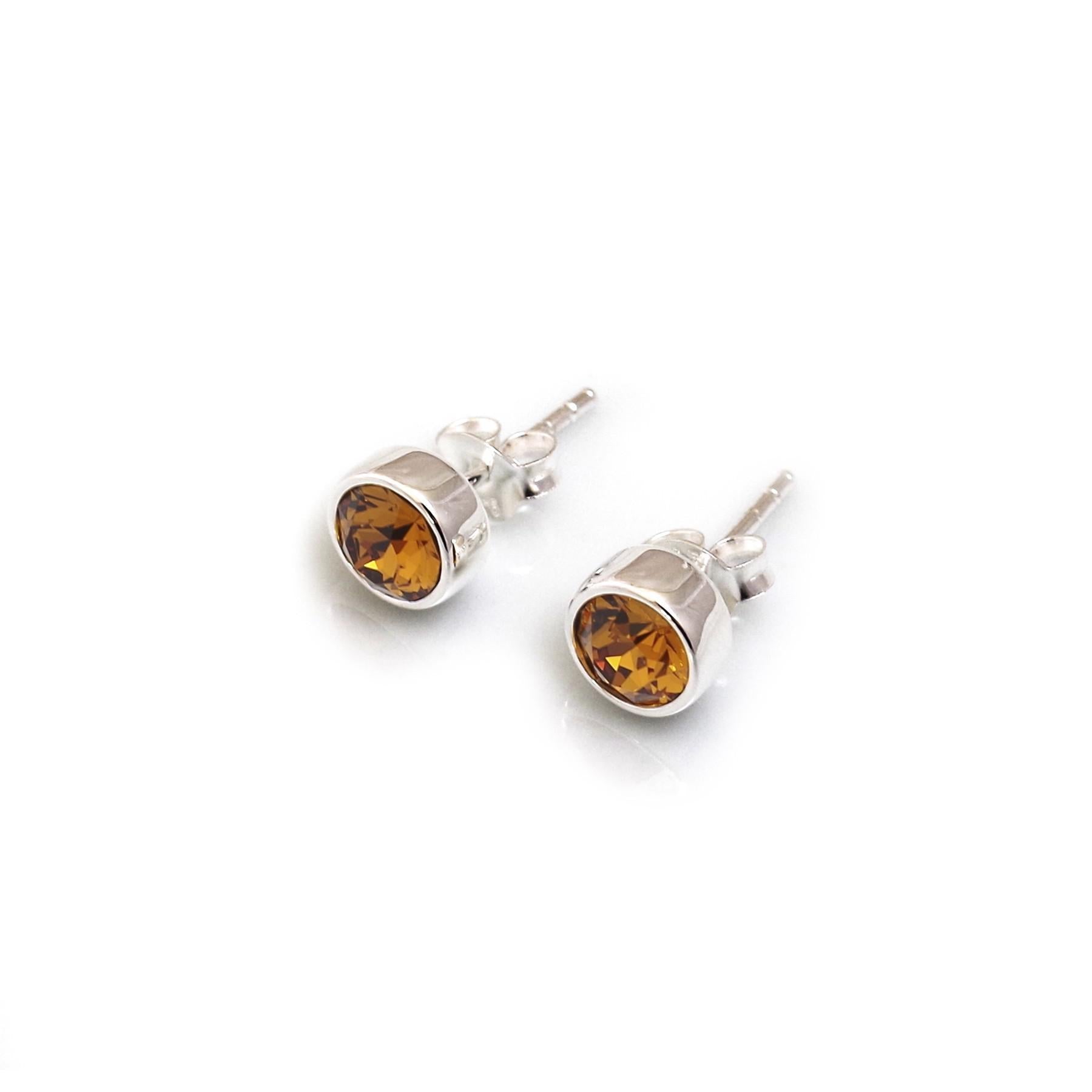 November Birthstone - Citrine CZ Stud Earrings