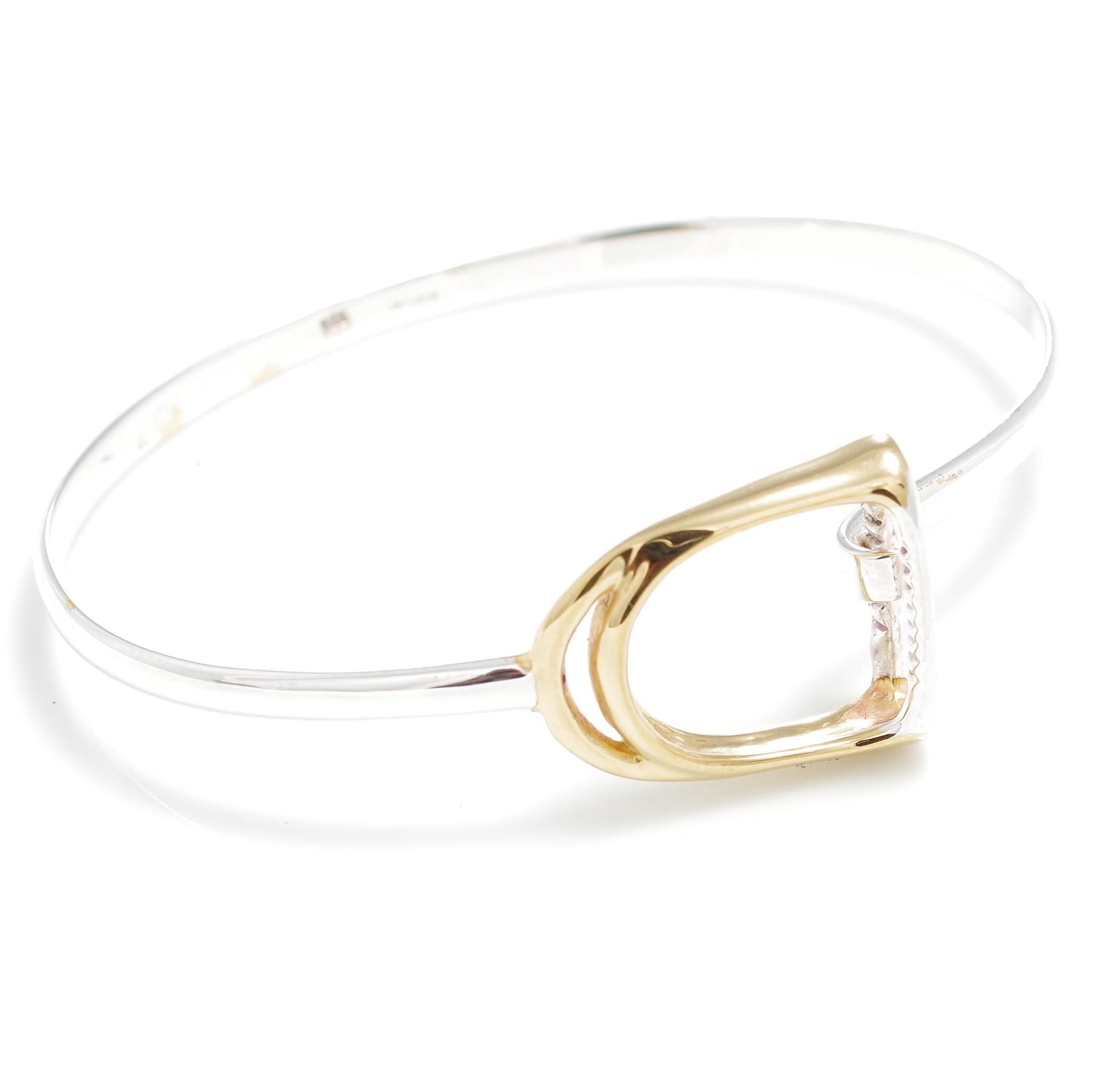 Sterling Silver & 18ct Gold Plate Stirrup Bangle