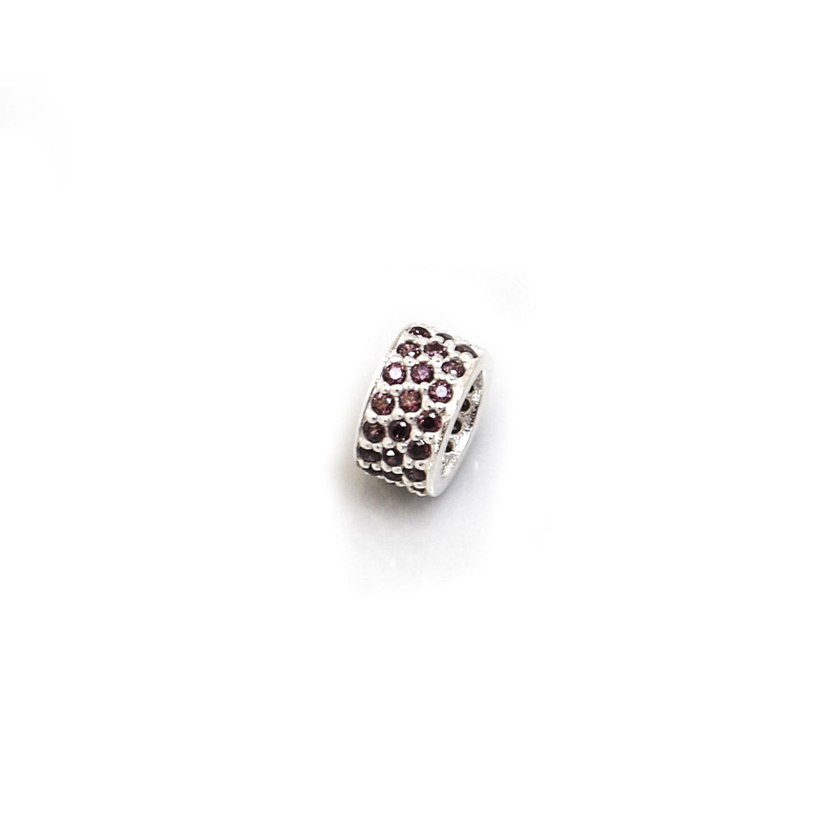 Exclusive Sterling Silver &amp; Chocolate Brown CZ Starlight Roller Charm Bead