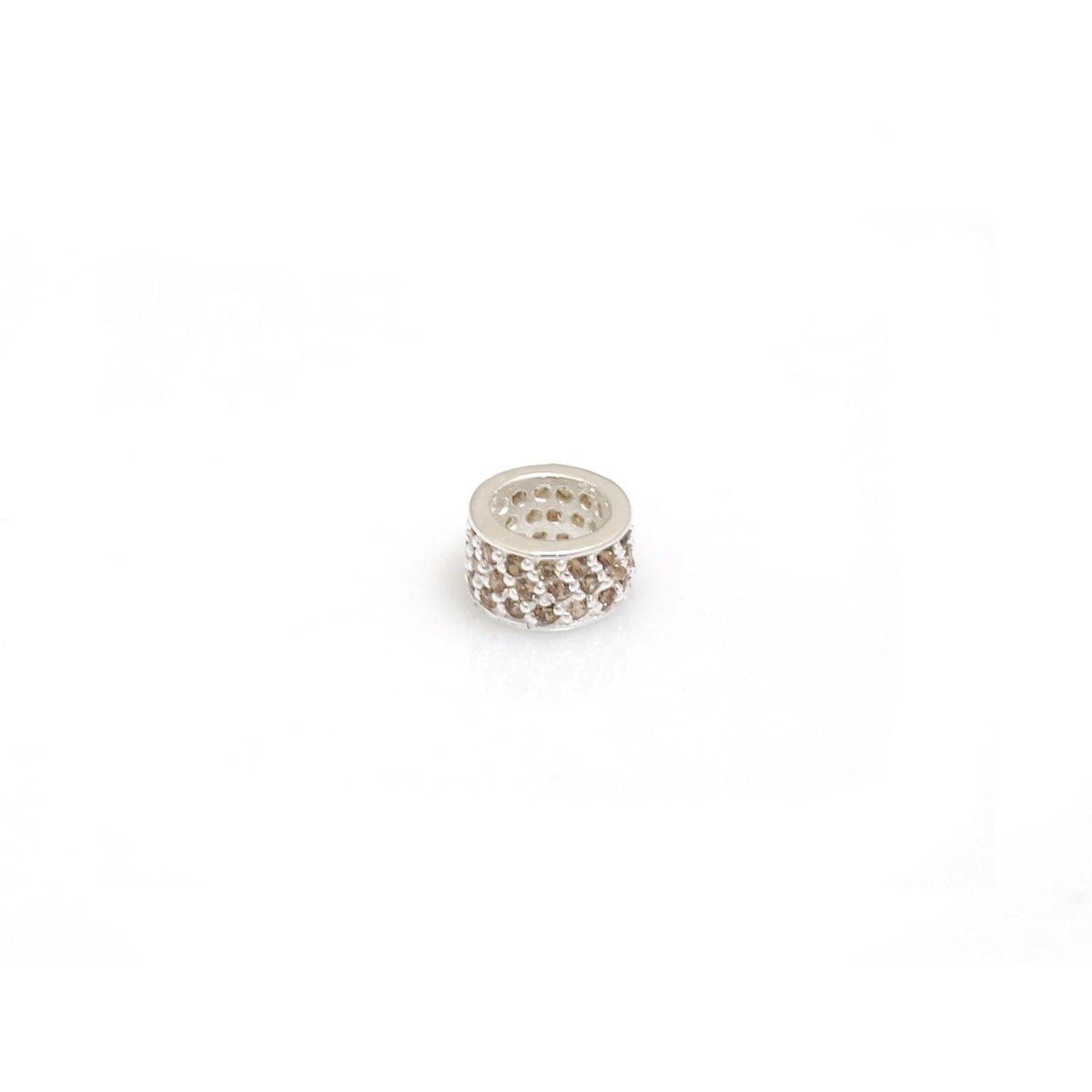 Exclusive Sterling Silver & Champagne CZ Starlight Roller Charm Bead