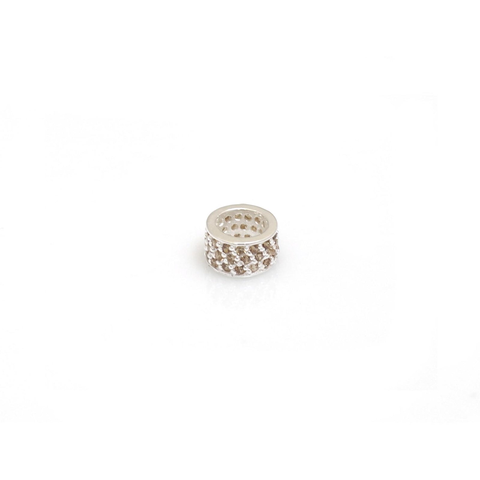 Exclusive Sterling Silver & Champagne CZ Starlight Roller Charm Bead