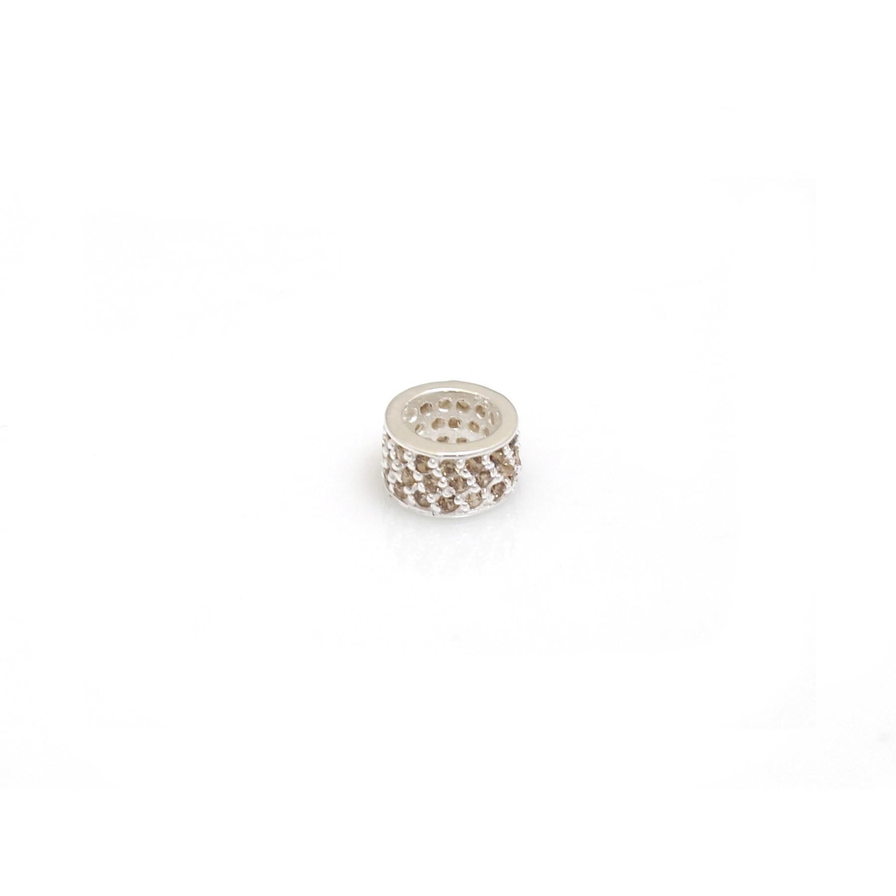 Exclusive Sterling Silver & Champagne CZ Starlight Roller Charm Bead