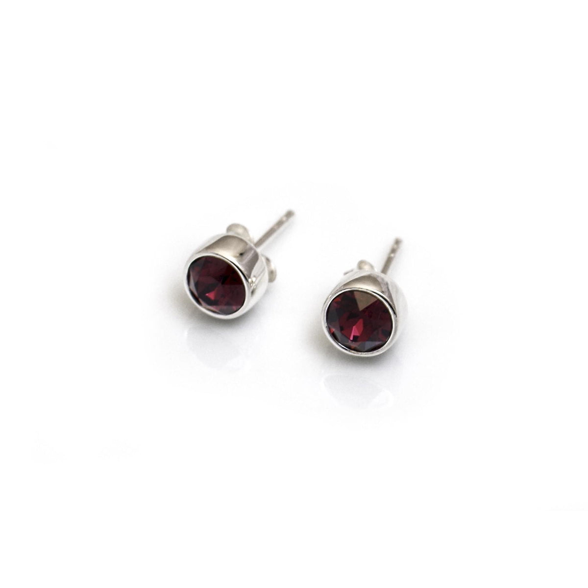 January Birthstone - Garnet CZ Stud Earrings