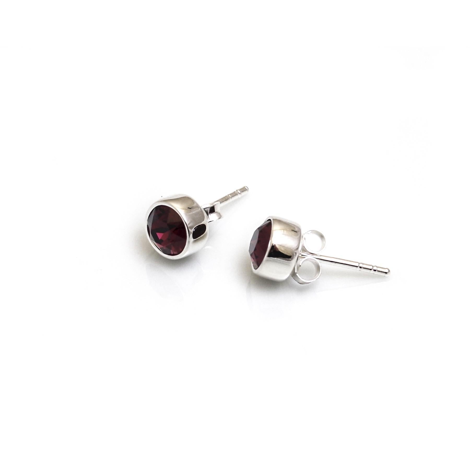 January Birthstone - Garnet CZ Stud Earrings