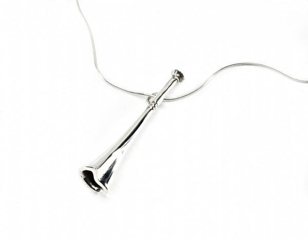 Exclusive Sterling Silver Hunting Horn Pendant With Silver Snake Chain