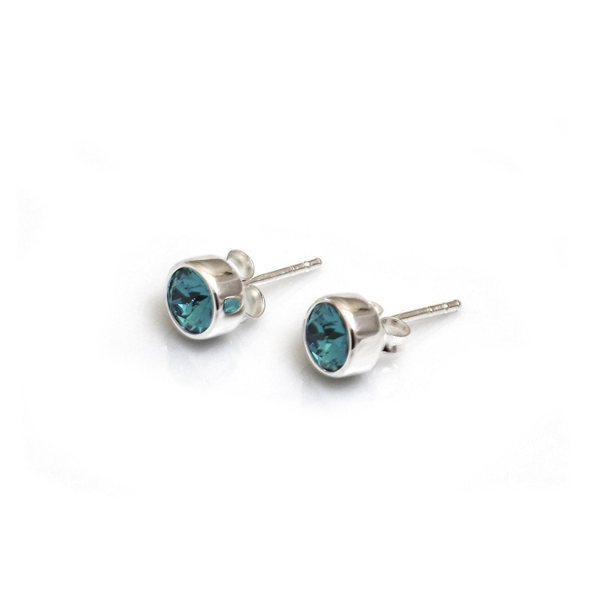 December Birthstone - Blue Zirconia Stud Earrings