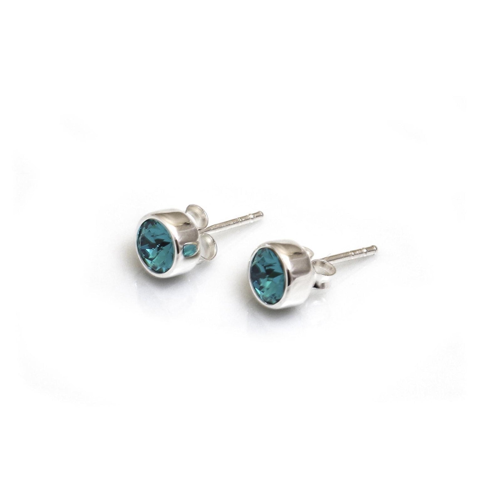 December Birthstone - Blue Zirconia Stud Earrings