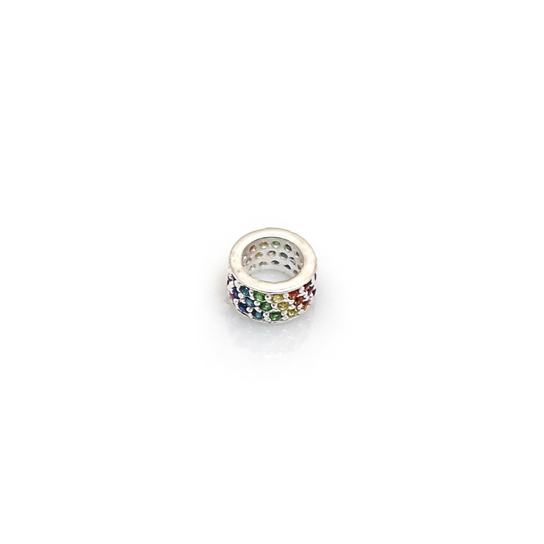 Exclusive Sterling Silver Rainbow CZ Starlight Roller Charm Bead