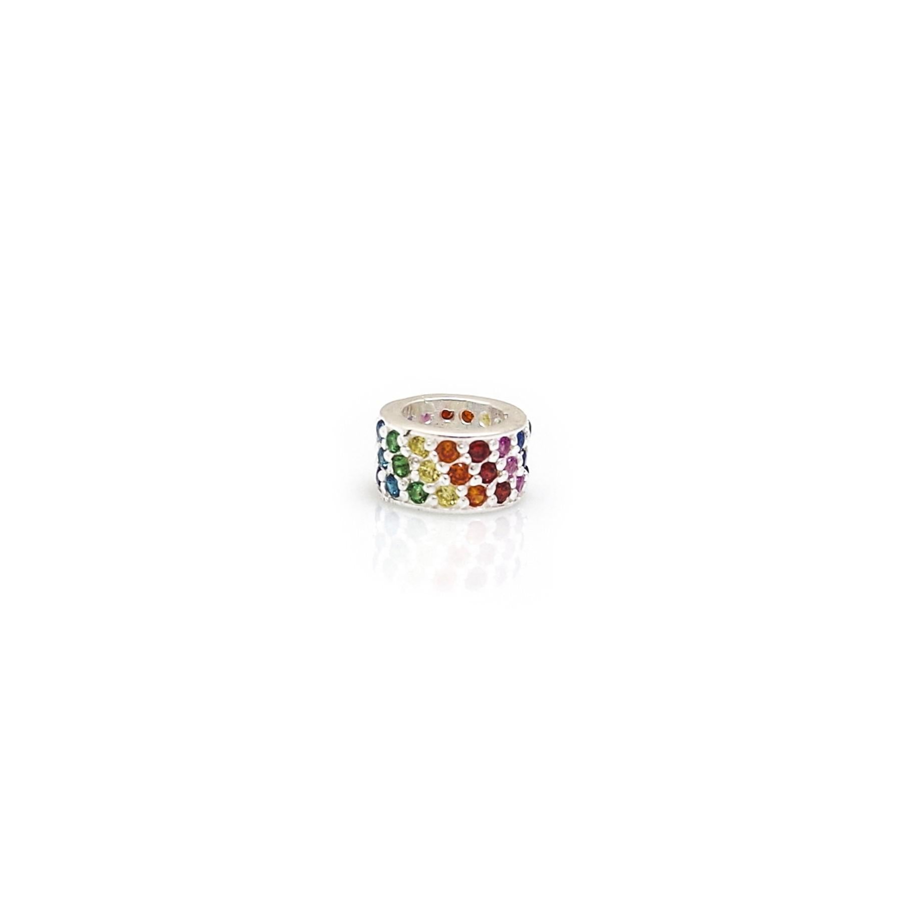 Exclusive Sterling Silver Rainbow CZ Starlight Roller Charm Bead