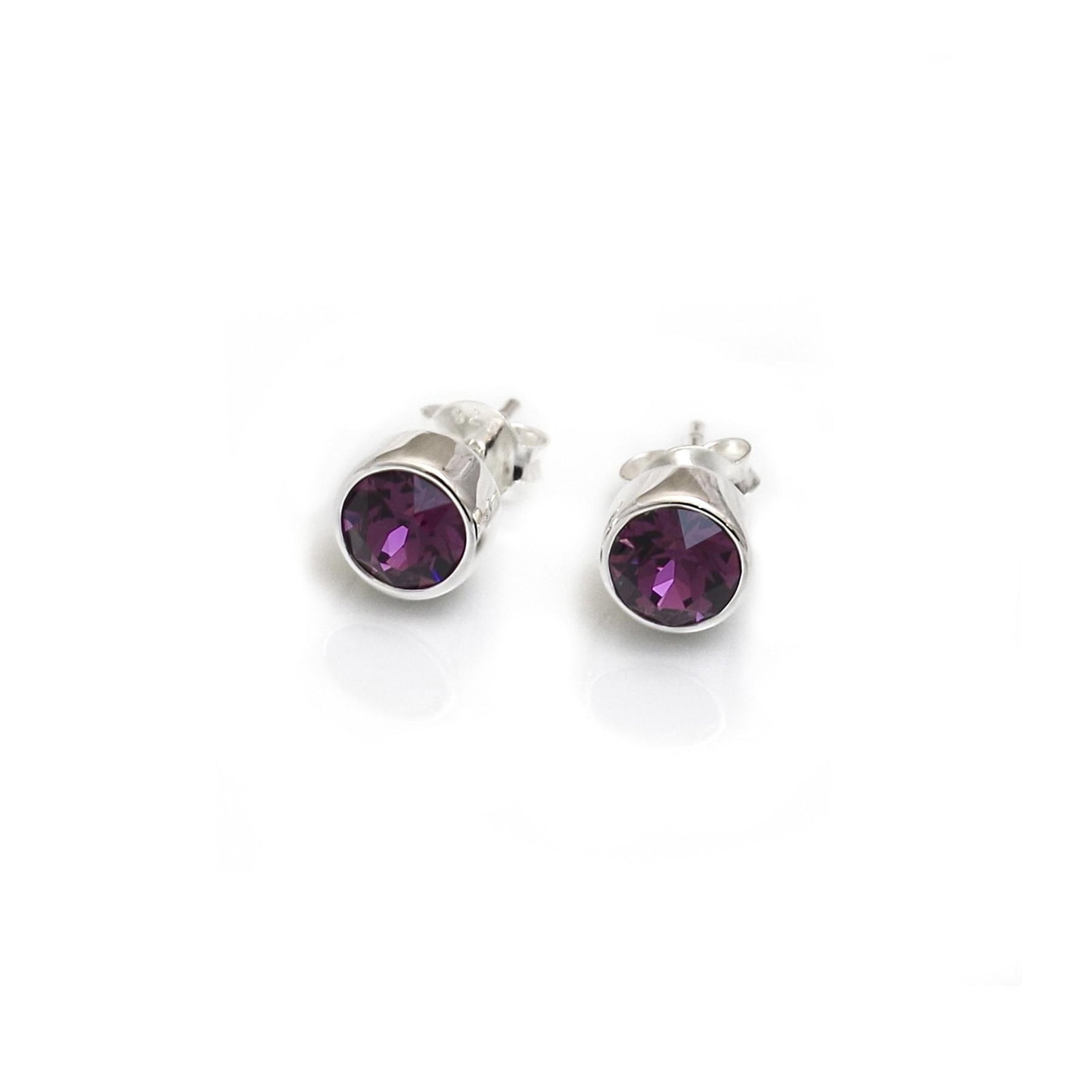 February Birthstone - Amethyst CZ Stud Earrings