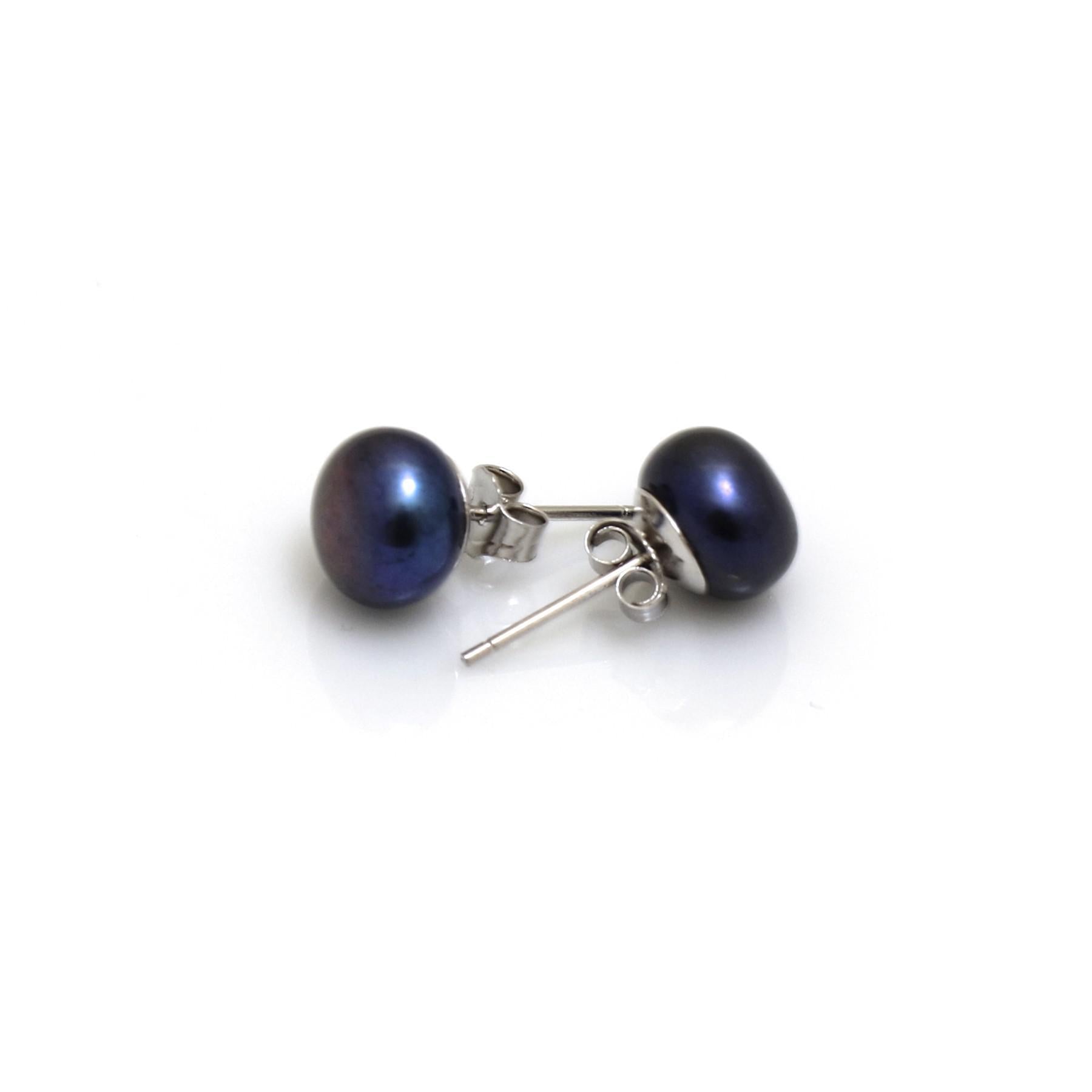 8mm Peacock Blue Freshwater Pearl Studs
