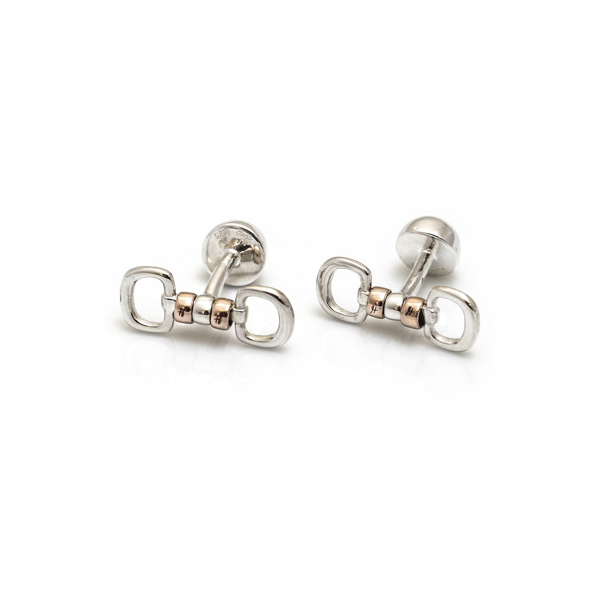 Exclusive Sterling Silver &amp; 9ct Rose Gold Cherry Roller Cufflinks