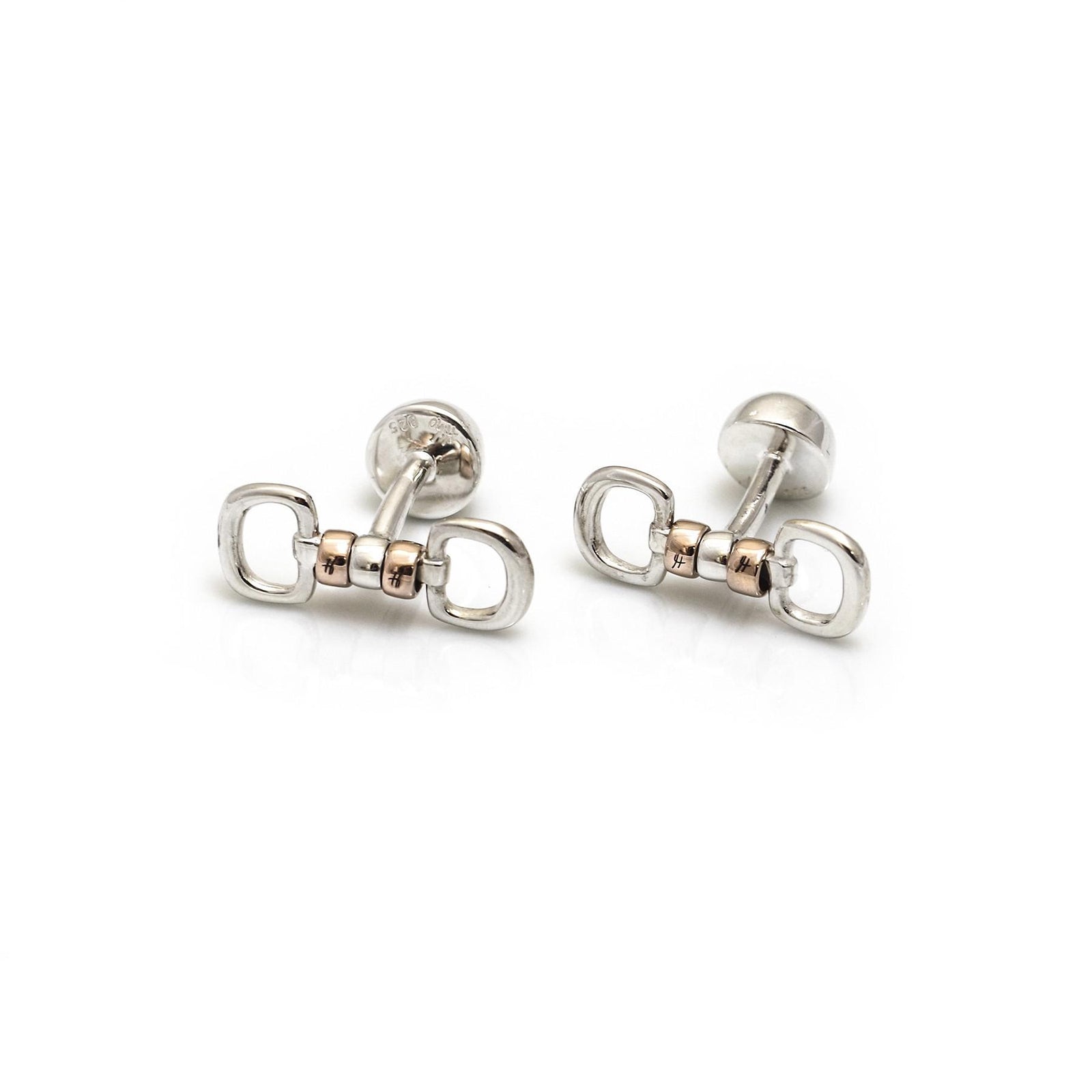 Exclusive Sterling Silver & 9ct Rose Gold Cherry Roller Cufflinks