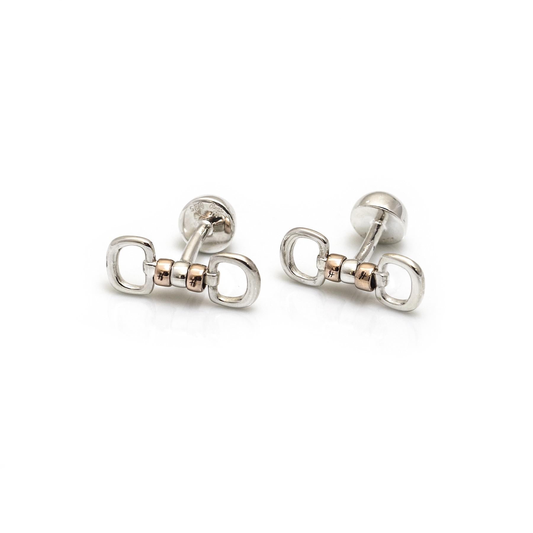 Exclusive Sterling Silver & 9ct Rose Gold Cherry Roller Cufflinks