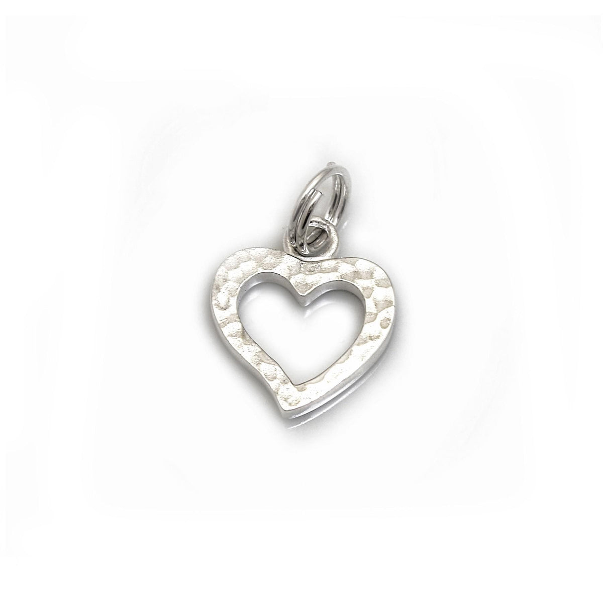 Sterling Silver Hammered &amp; Plain Heart Charm