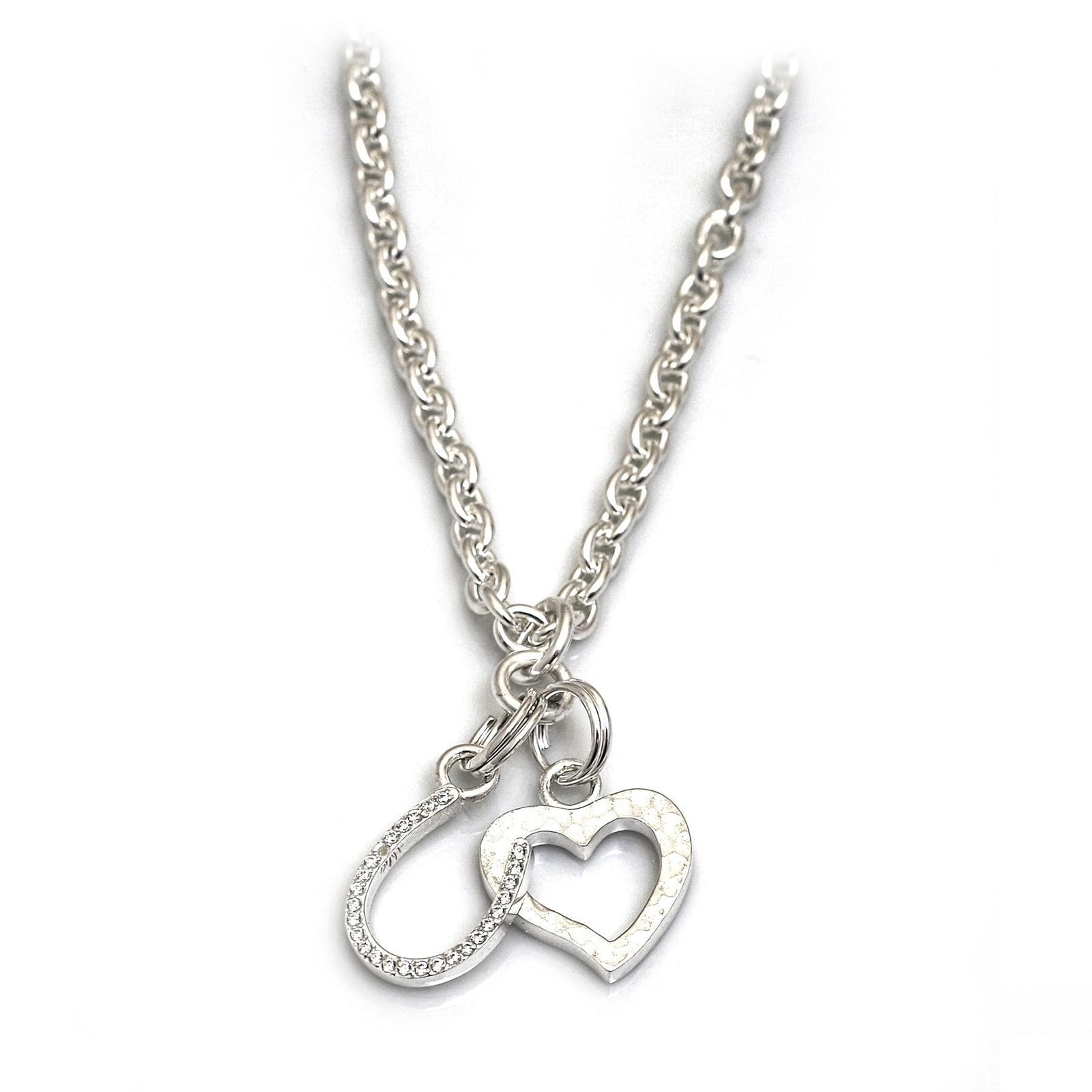 Exclusive Sterling Silver Heart & Horseshoe Cluster Necklace