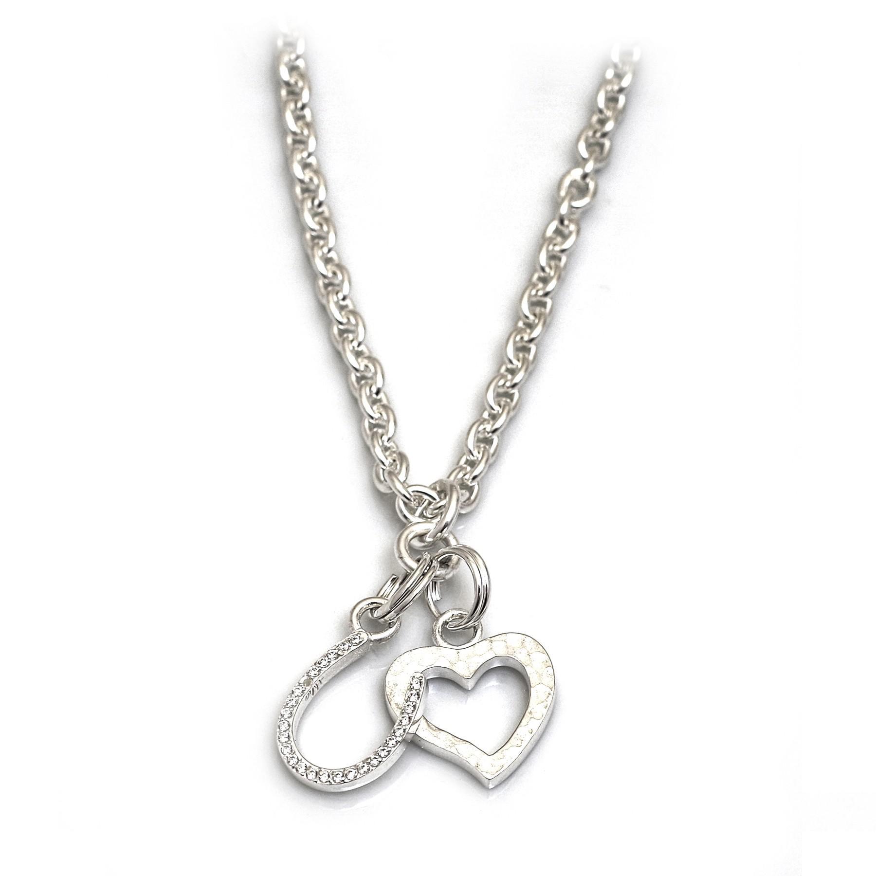 Exclusive Sterling Silver Heart & Horseshoe Cluster Necklace