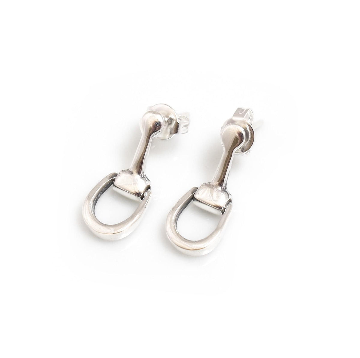 Sterling Silver Snaffle Earrings - Butterfly backs