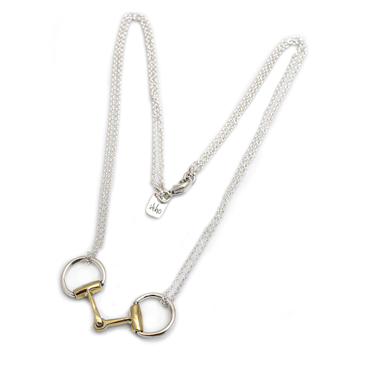 Sterling Silver & 18ct Gold Plated Double Chained Snaffle Necklace