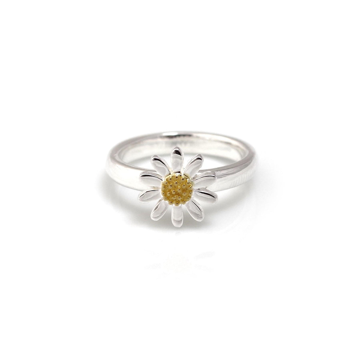Sterling Silver &amp; 18ct Gold Plated Classic Daisy Ring