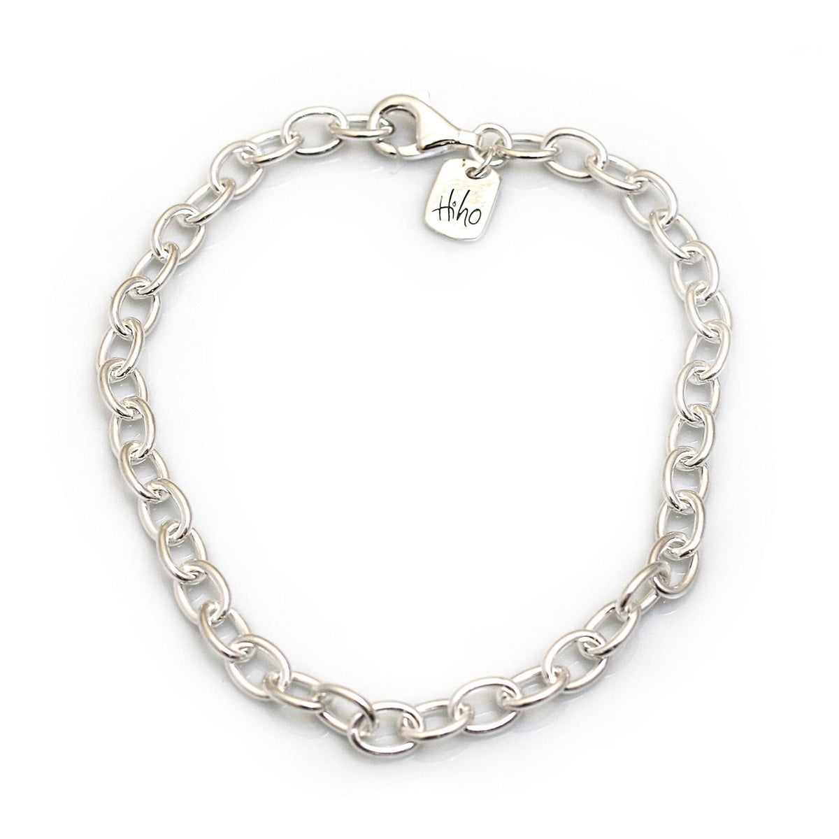Sterling Silver Oval Linked Fob Bracelet