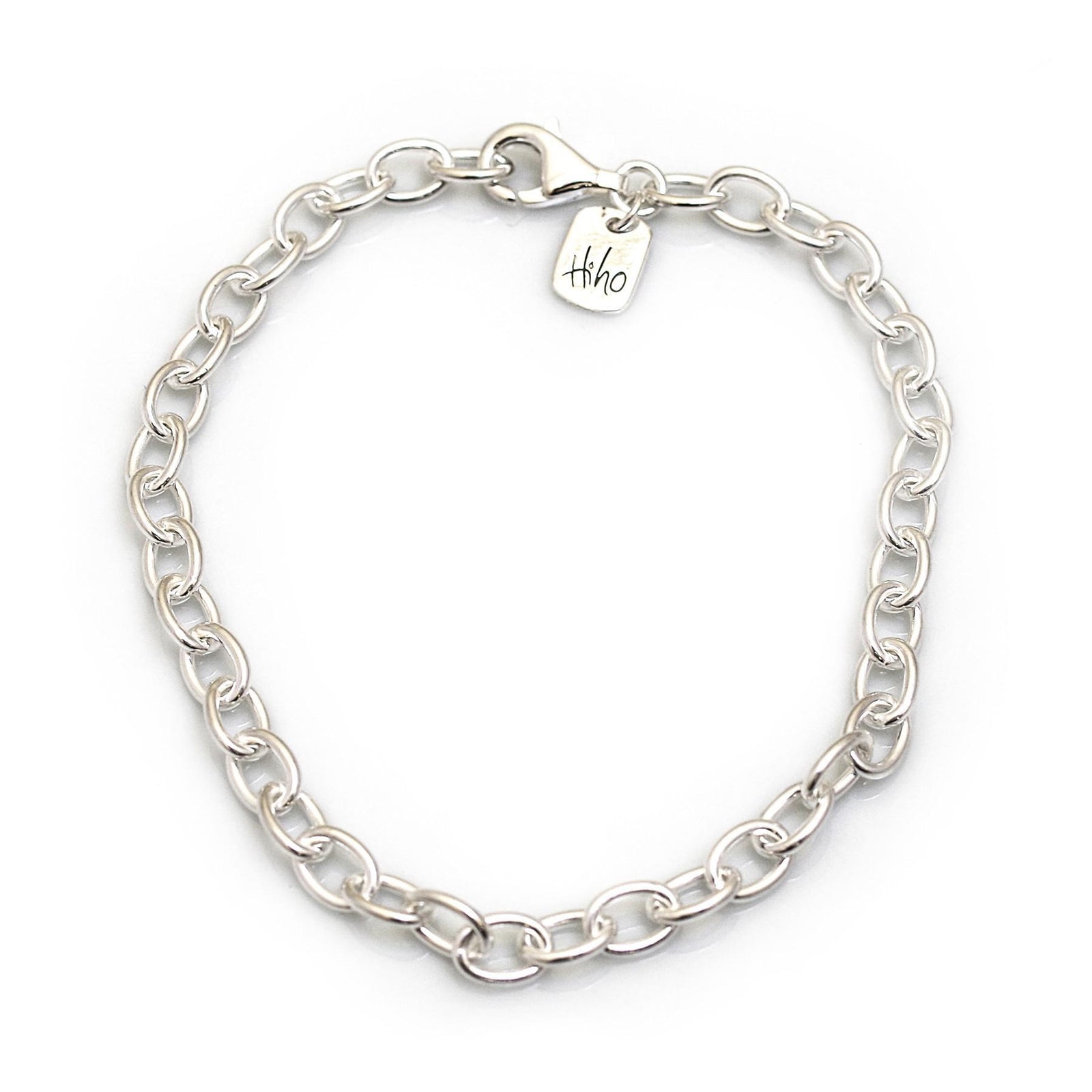 Sterling Silver Oval Linked Fob Bracelet