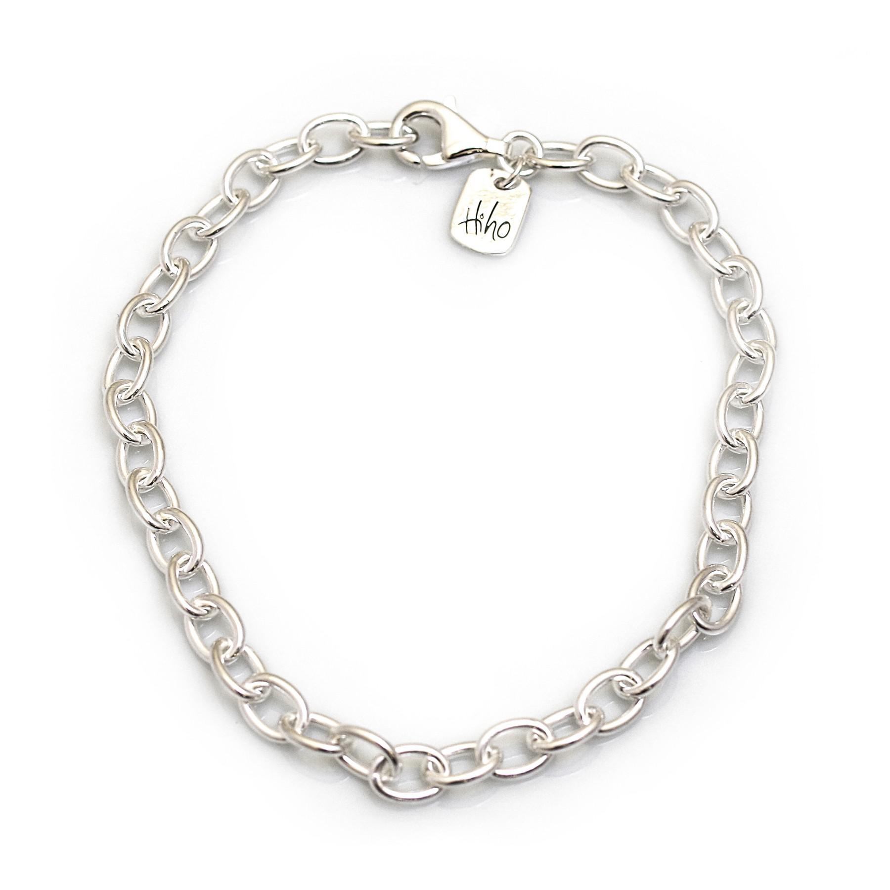 Sterling Silver Oval Linked Fob Bracelet