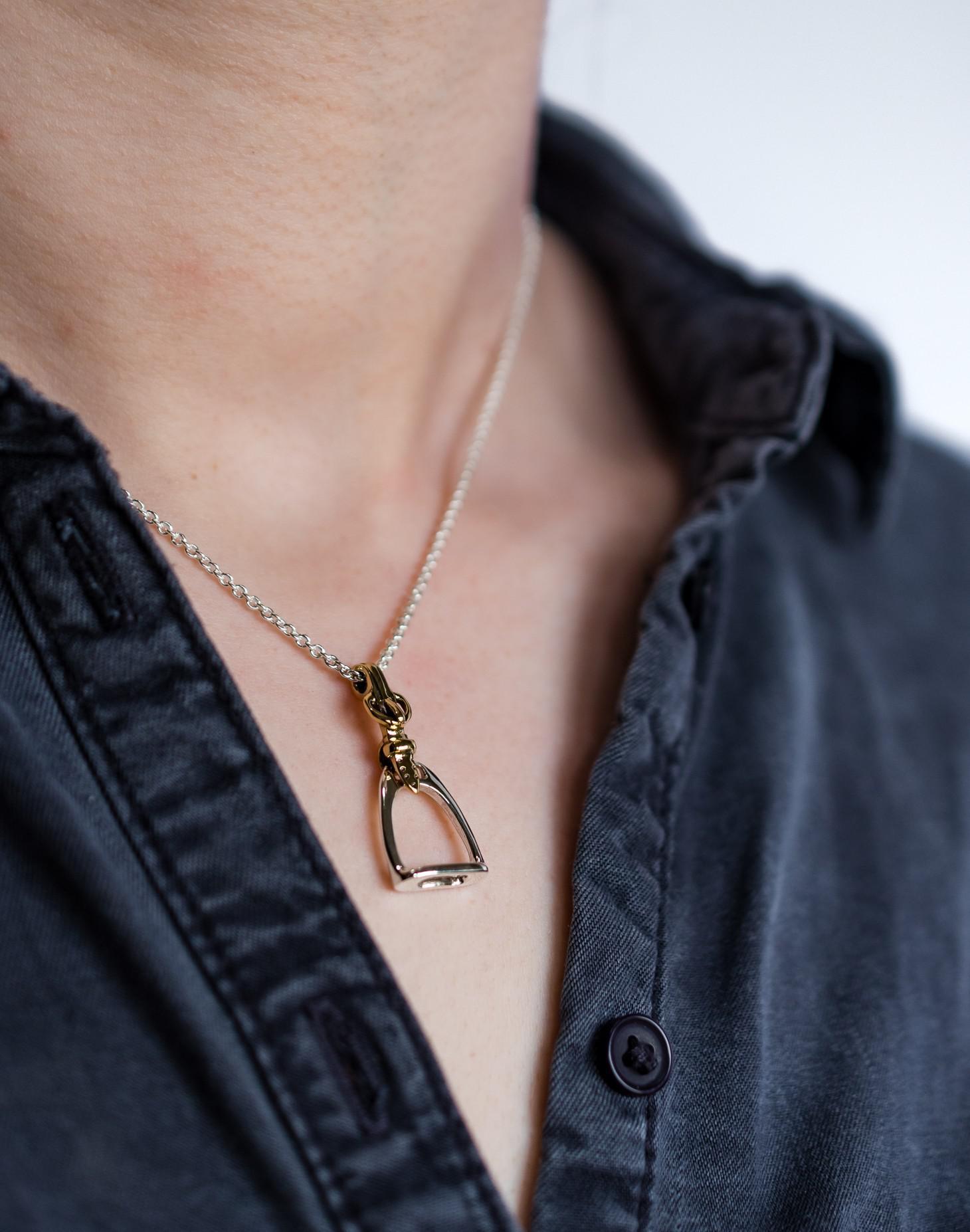 Sterling Silver & Two Tone Stirrup Pendant