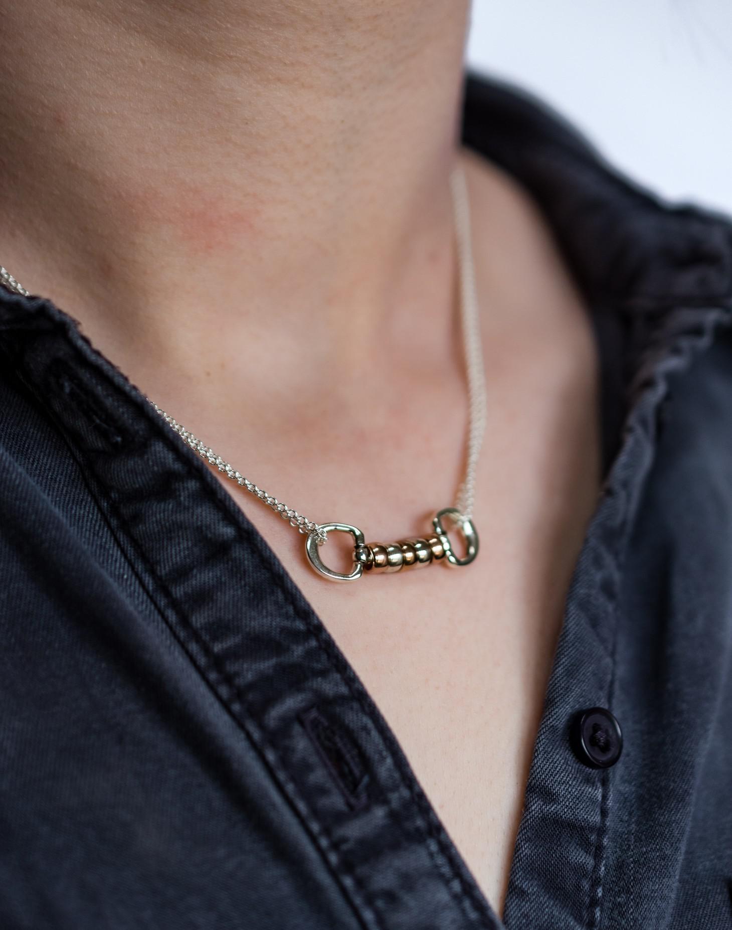 Exclusive Sterling Silver & 18ct Rose Gold Plate Cherry Roller Snaffle Necklace