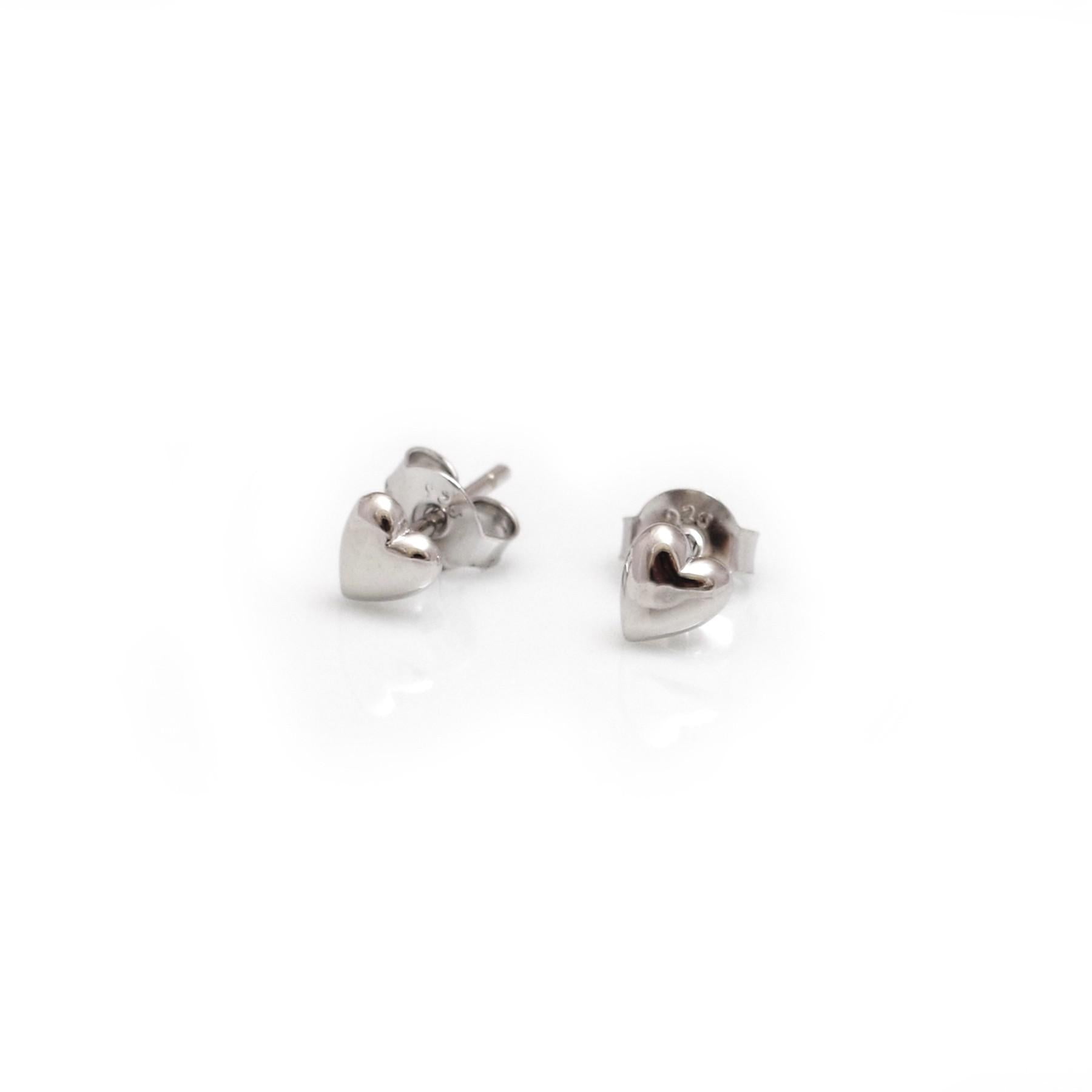 Sterling Silver Heart Stud Earrings