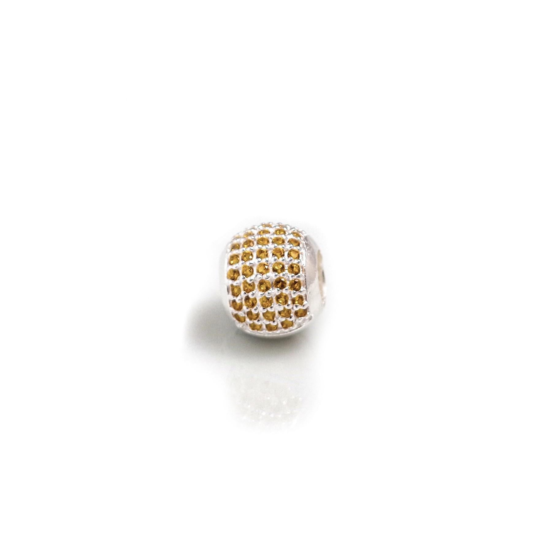 Exclusive Sterling Silver & CZ Labrador Roller Ball Bead