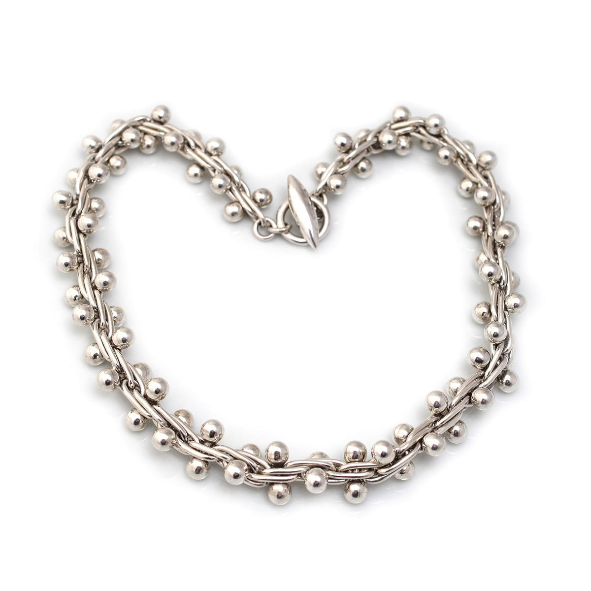Classic Sterling Silver Bobbly Necklace