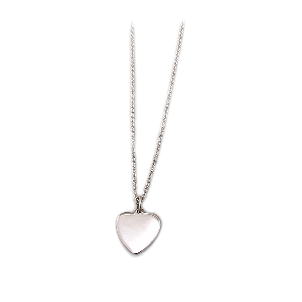 Sterling Silver Flat Heart Pendant With Silver Chain