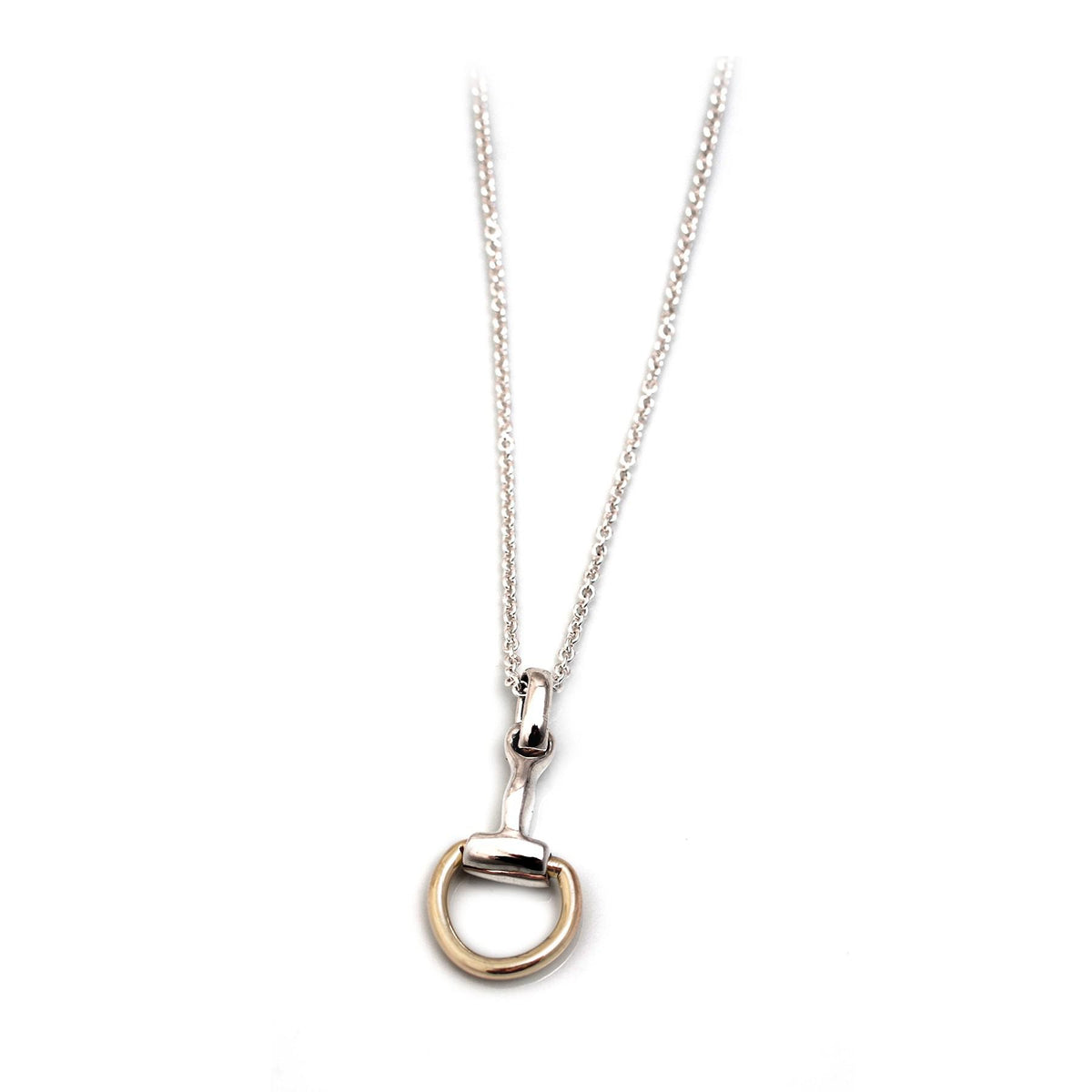 Sterling Silver &amp; Two Tone Snaffle Pendant on Fine Trace Chain