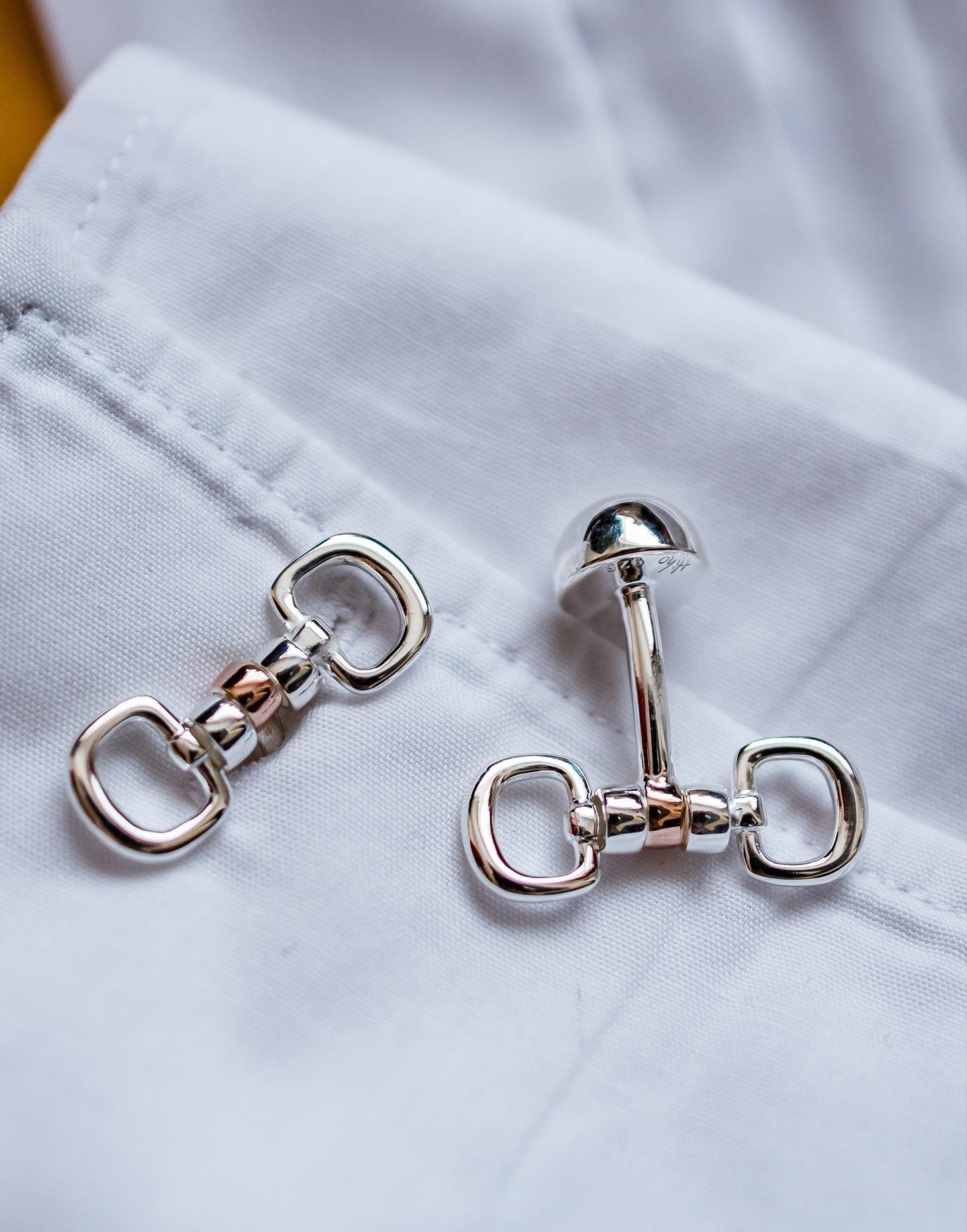 Exclusive Sterling Silver & 18ct Rose Gold Plate Cherry Roller Cufflinks