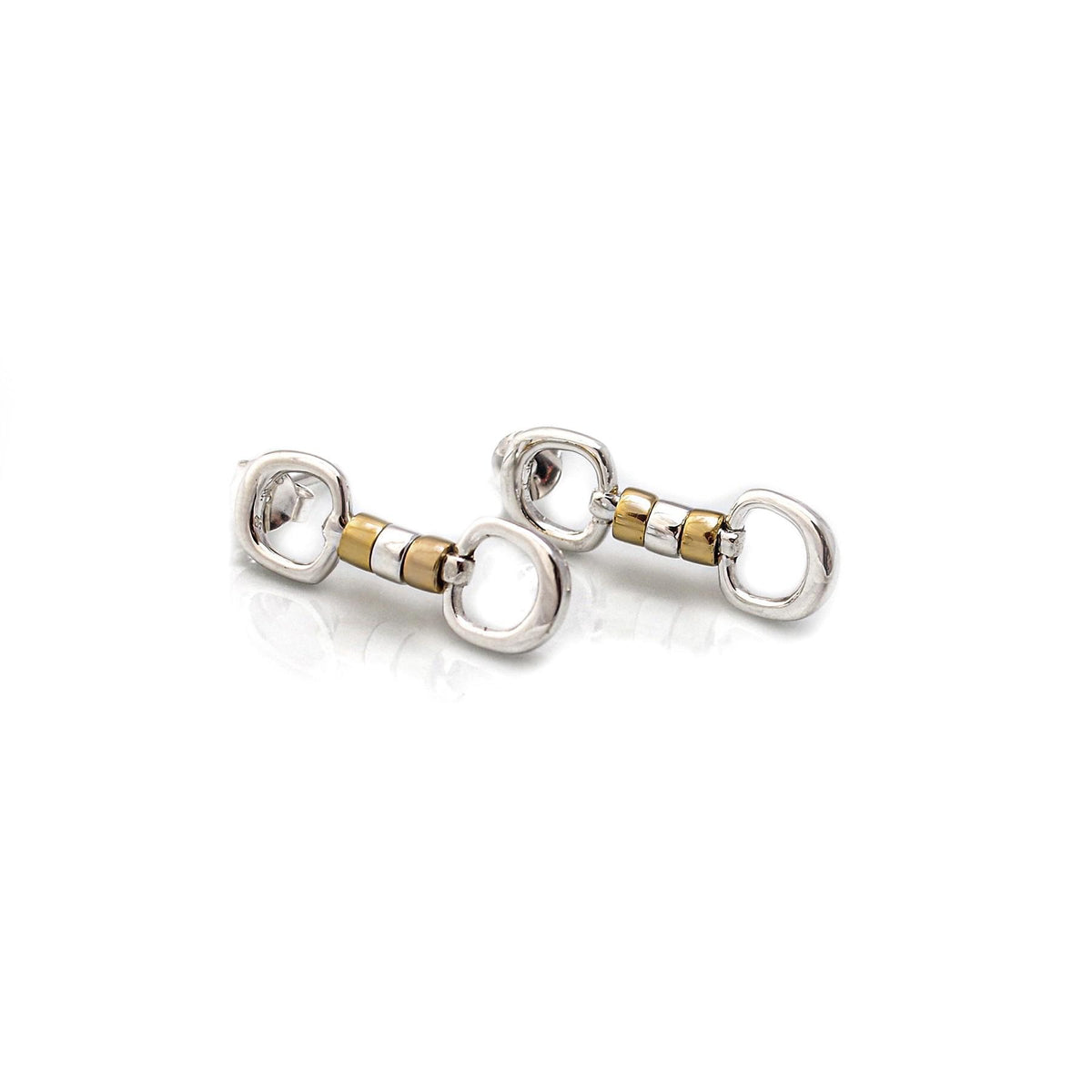 Exclusive Sterling Silver &amp; 18ct Gold Plate Cherry Roller Snaffle Earrings